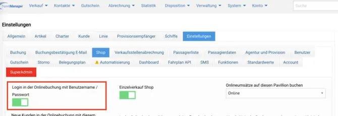 Activate login with user name and password