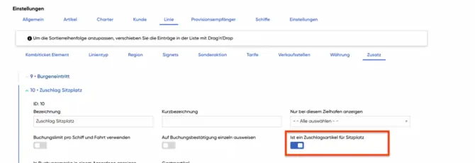 Artikel als Zuschlagsartikel definieren
