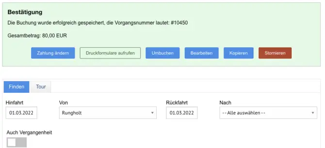 Buchung erfolgreich gespeichert