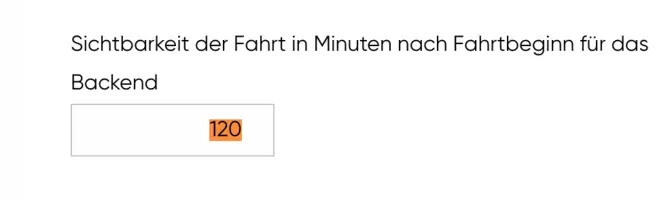 Einstellung der Sichtbarkeit von Fahrten im Backend