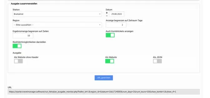 Fahrtmonitor Konfiguration