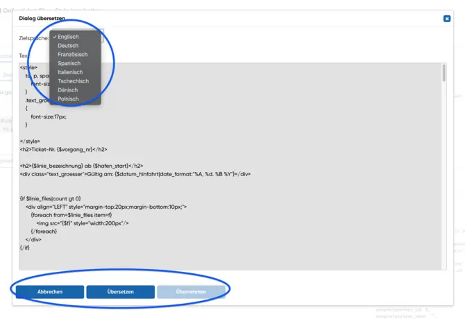 Formular schnell übersetzen im Formulareditor