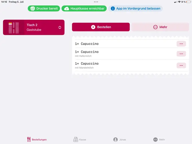 Hier wird eine Zusammenfassung der Funktionen der GastroApp gegeben.