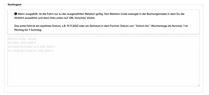 Kontingente setzen