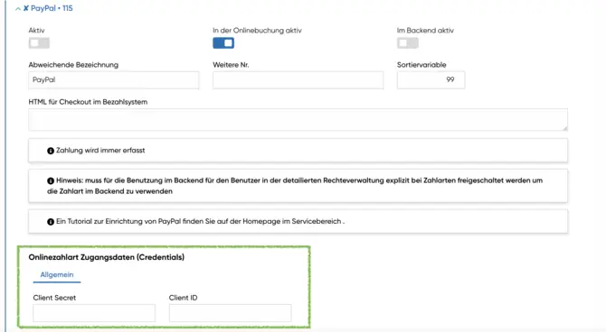 PayPal Keys einfügen