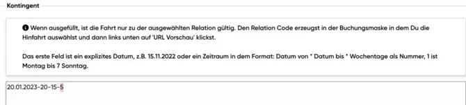 Relationscode in Kontingente einsetzen