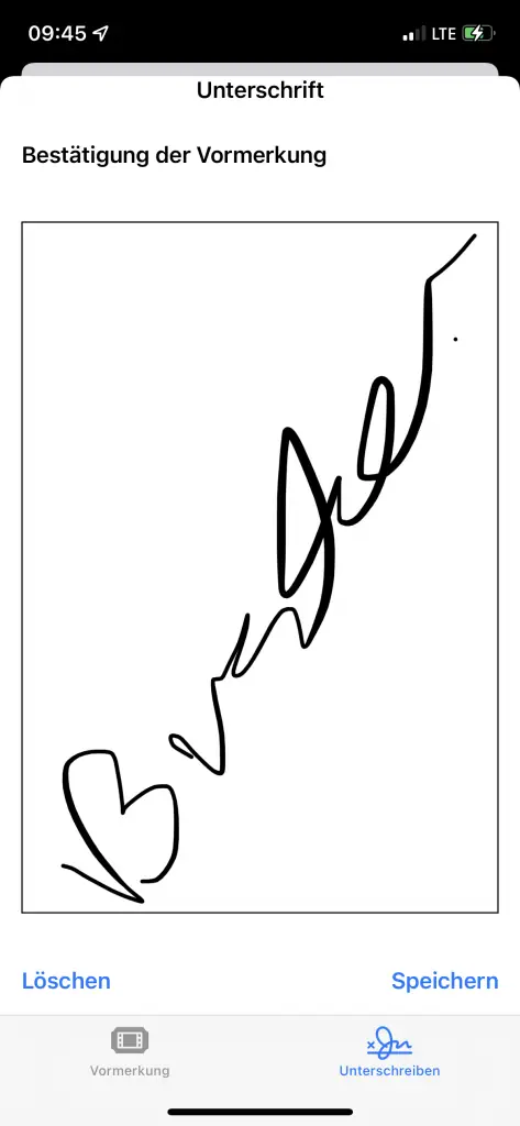 Reservation signature field