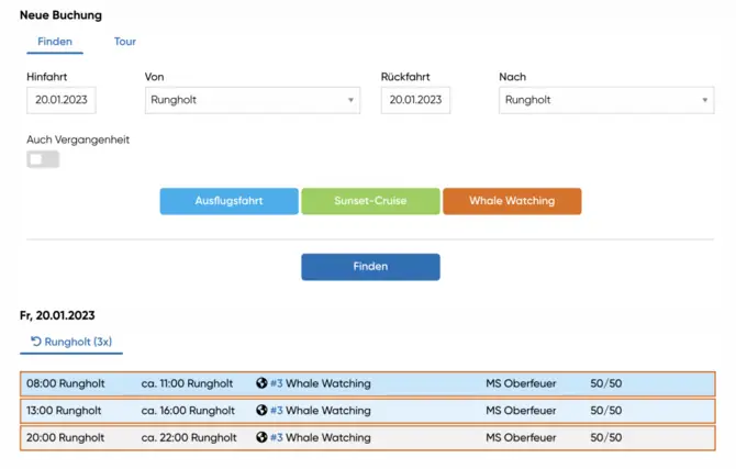 Select booking mask journey