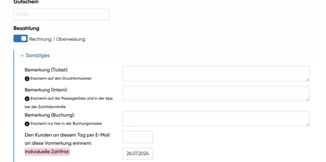 set individual payment deadline