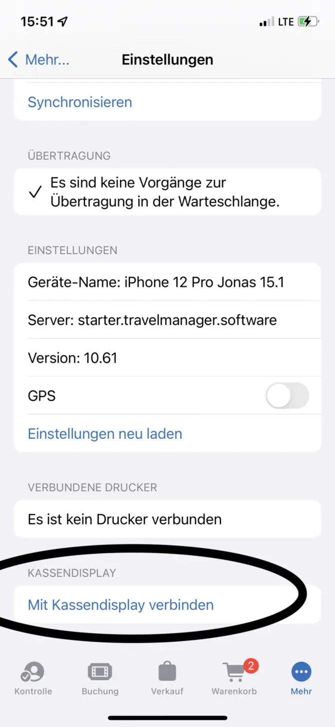 Ticketapp SS mit Kassendisplay verbinden