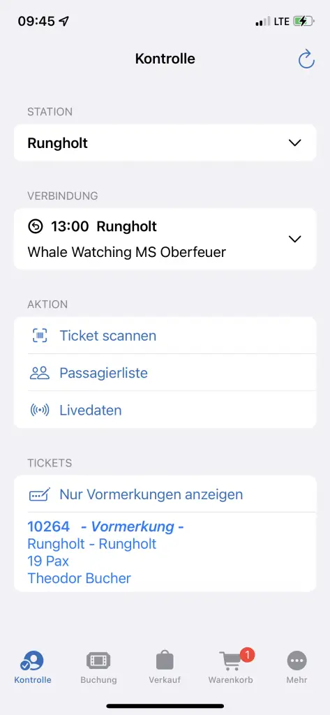 TicketApp Vorgangsliste