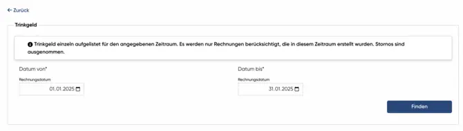 Trinkgeld Statistik V2 im Backend