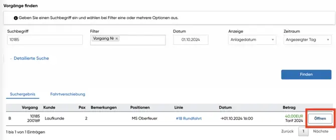 Vorgang öffnen