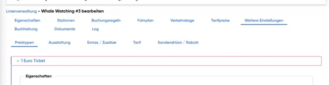 Weitere Einstellung für erstellten Preistyp