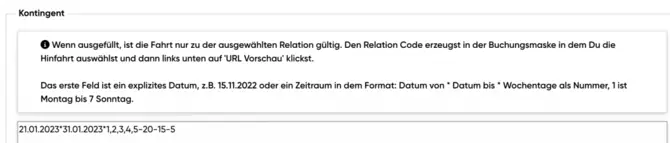Zeitraum definieren für Kontingente