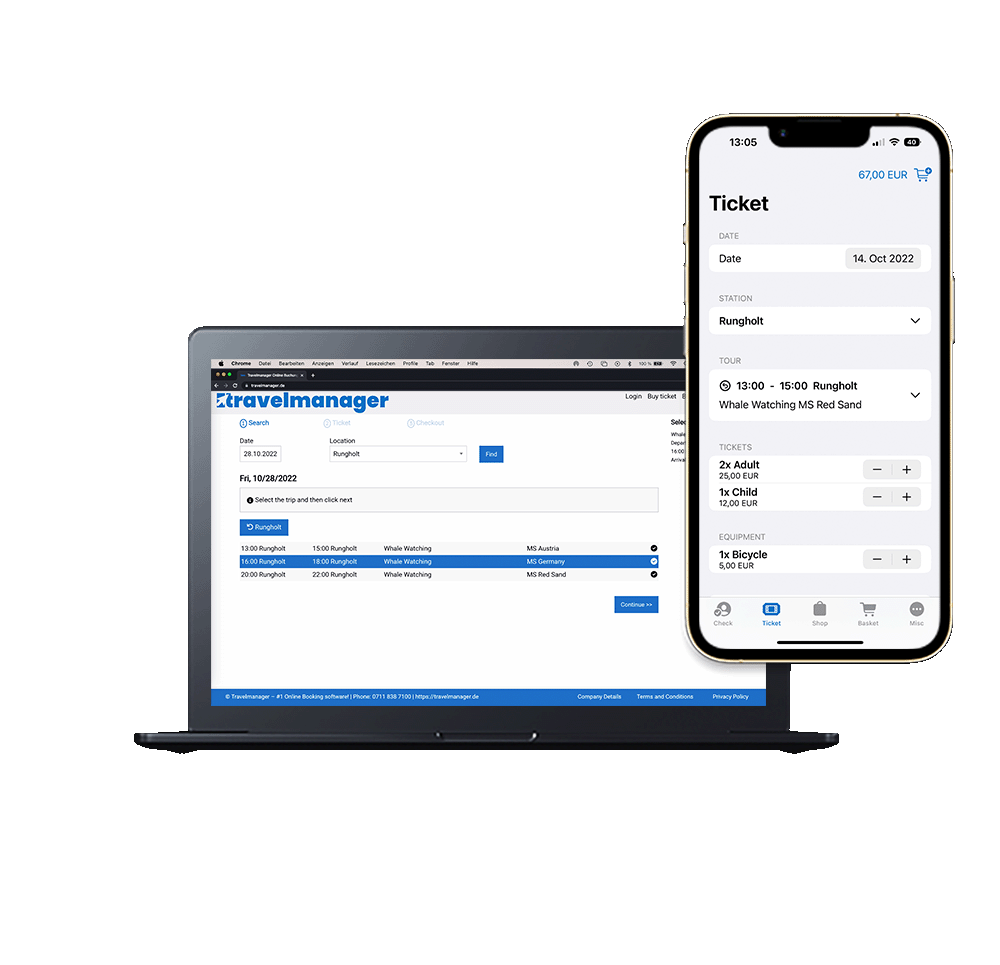 Online Buchungssystem Travelmanager auf allen Geräten