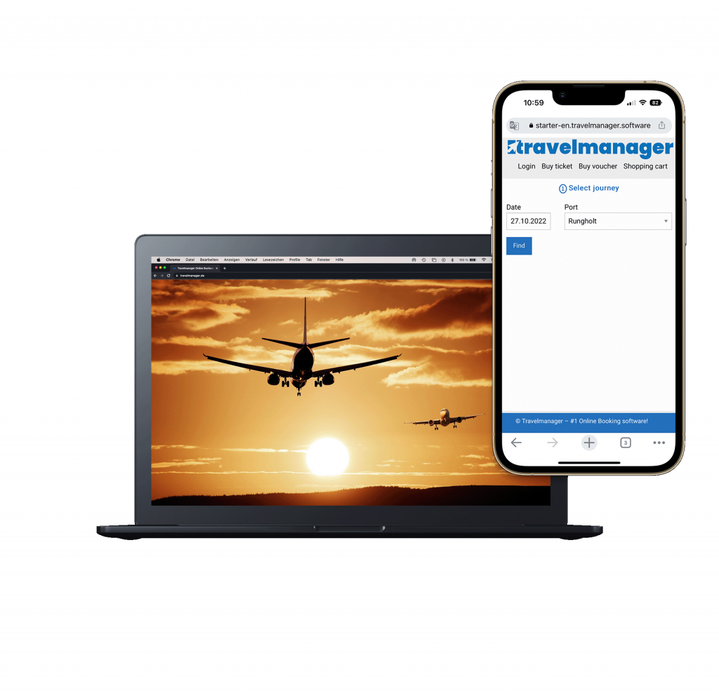 Macbook und Iphone Airplane Travelmanager