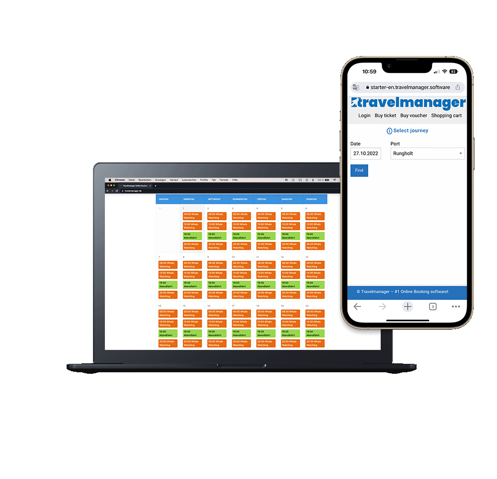 Macbook und Iphone Fronend Booking Travelmanager