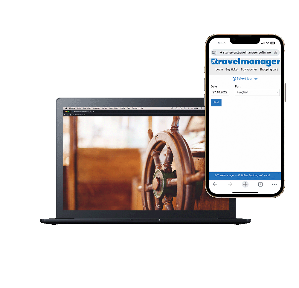 Macbook und Iphone Reederei Frontend Booking Travelmanager