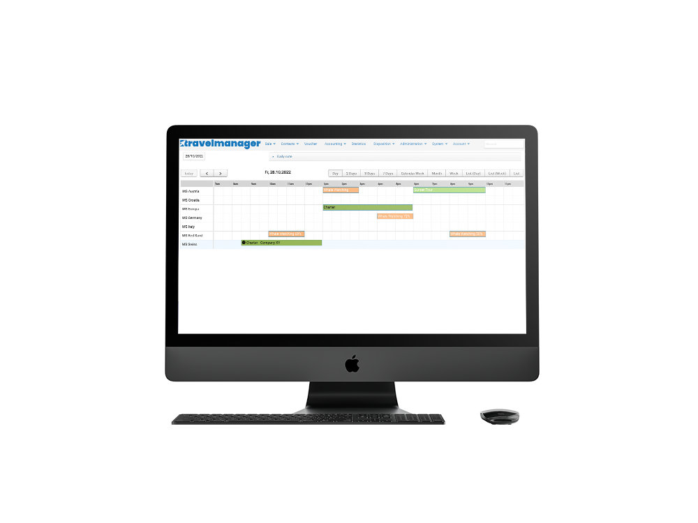 Graphische Disposition der Online Buchungssoftware Travelmanager