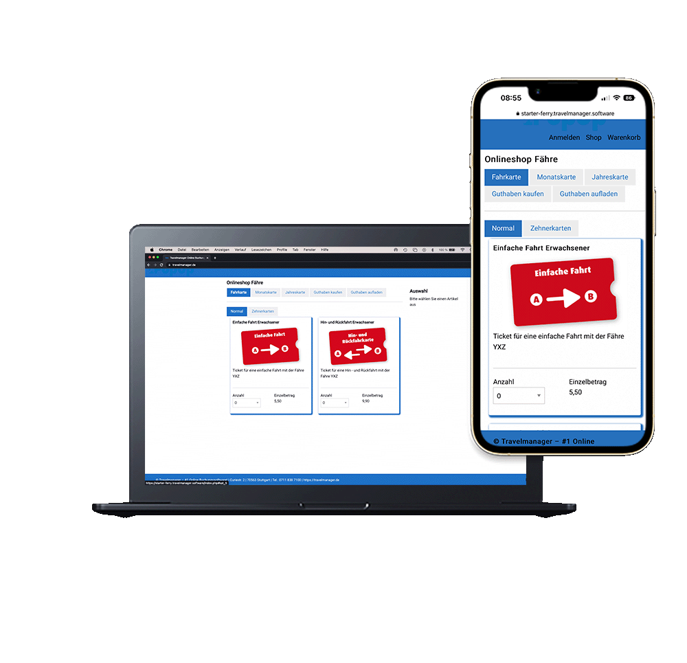 Performanter Webshop Fähre Travelmanager