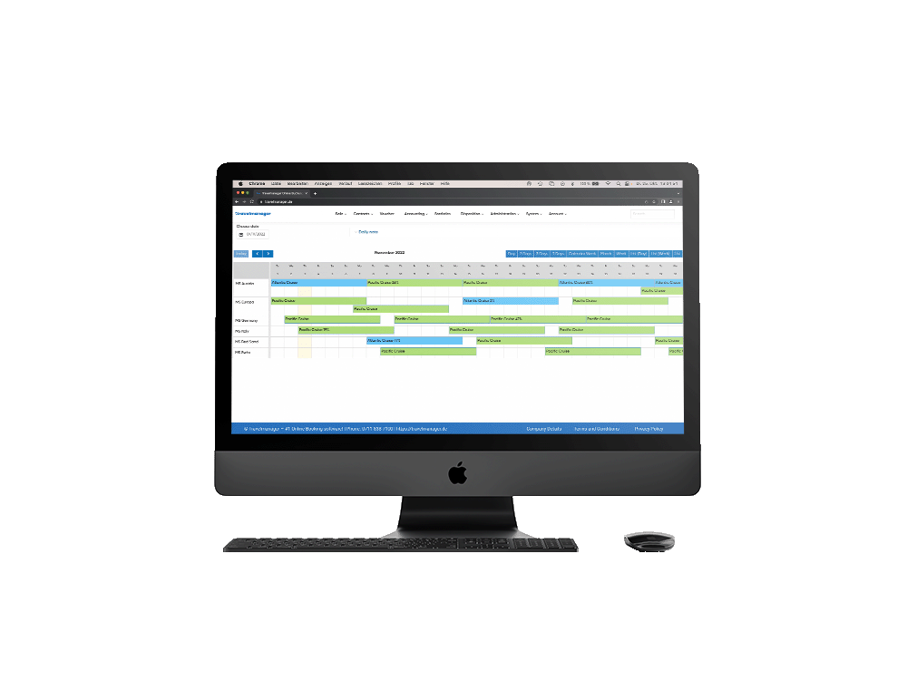 Übersichtliche Disposition in der Travelmanager Buchungssoftware für Kreuzfahrtschiffe