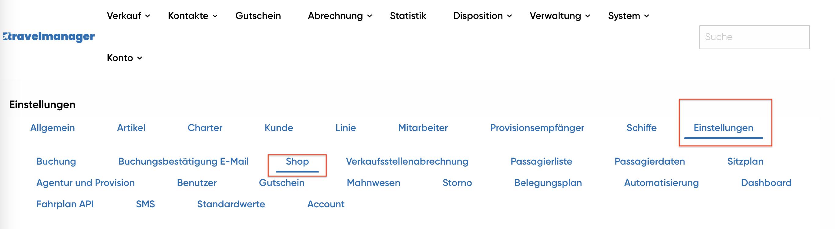 Systemparameter Shop TM